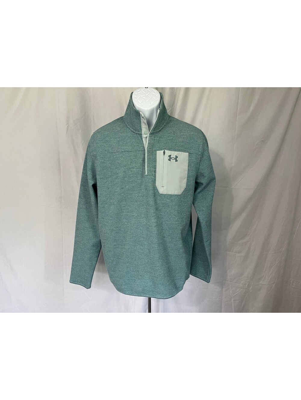 Under Armour Men's Light Green ColdGear Snap Button Pullover Jacket Medium M